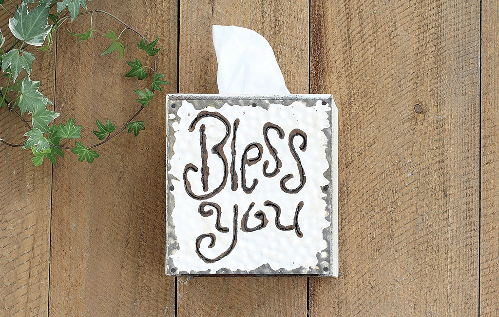 Wood & Metal Bless You Tissue Box Cover | eBay