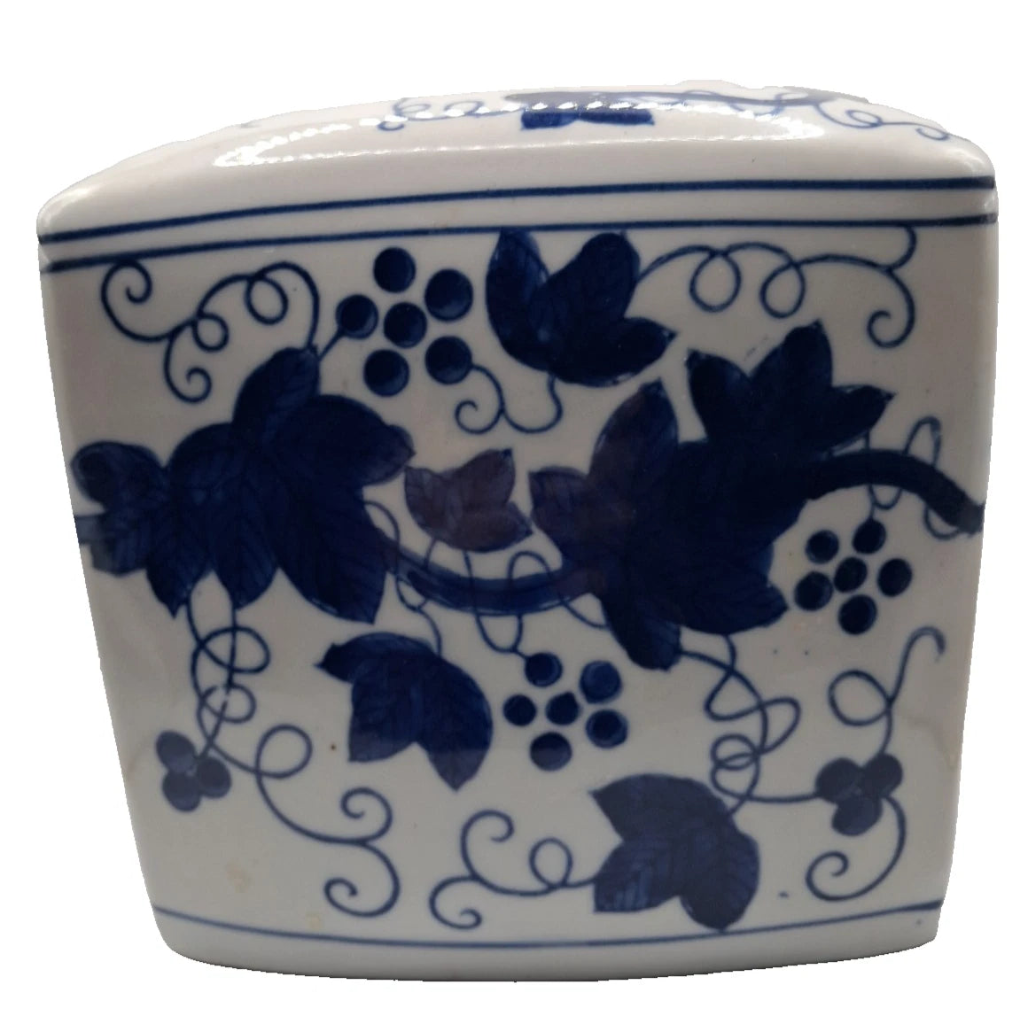 Blue White Grape Vine Leaves Heavy Ceramic Bathroom Tissue Holder 6 1/4" Square | eBay