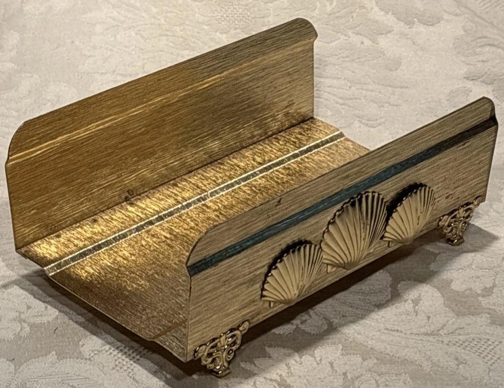 Vintage Footed Gold Tone Metal Seashells Napkin Guest Towel Tissue Holder | eBay