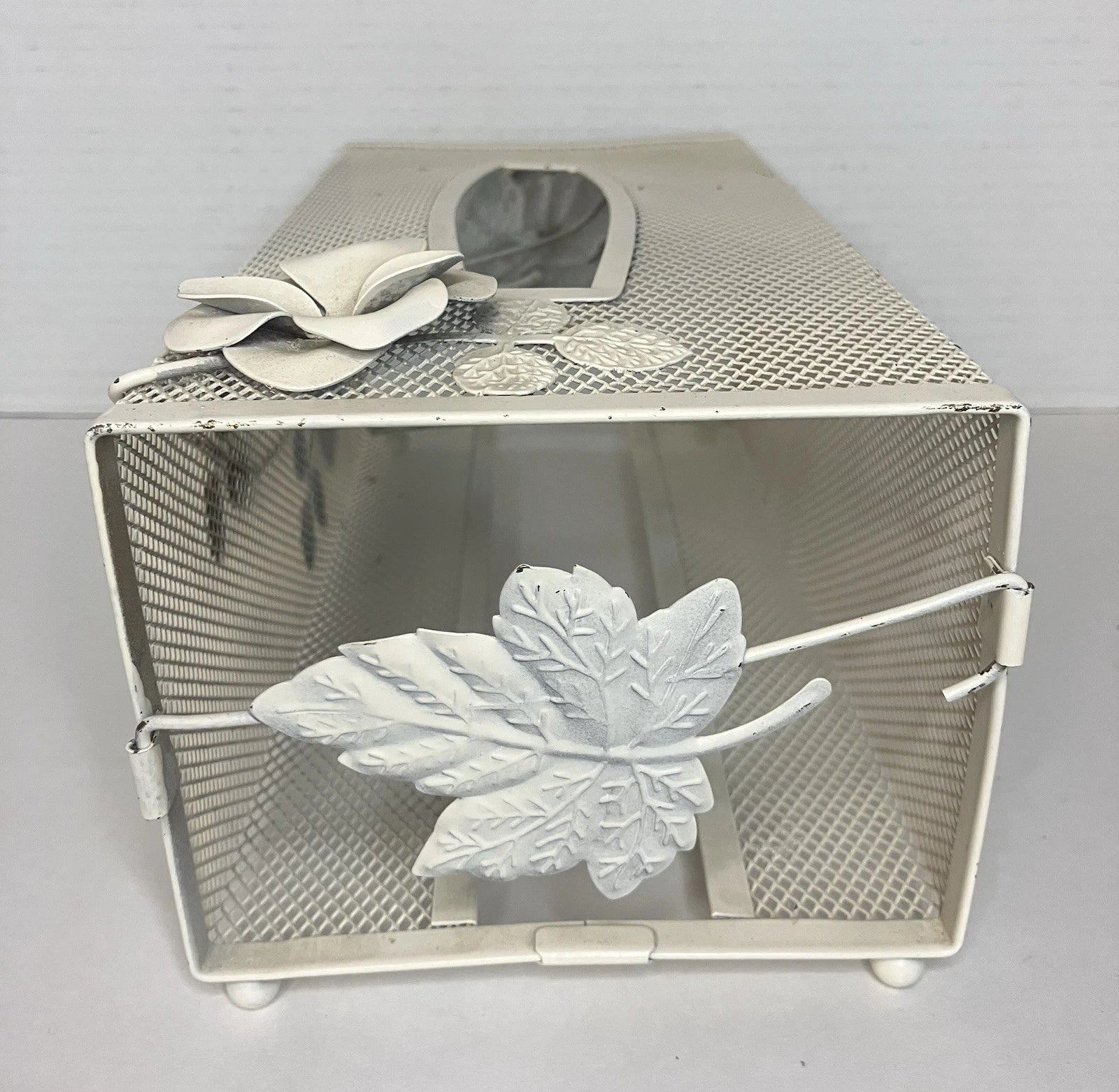 Vintage Tissue Box Holder White Metal Mesh w/Roses Hollywood Regency Style | eBay
