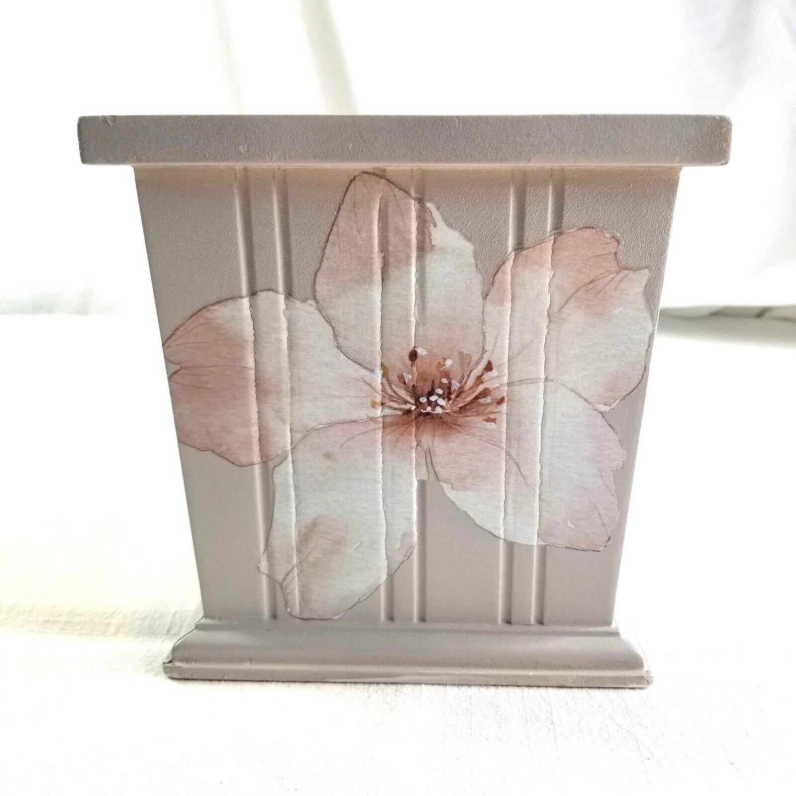 Tissue box cover wood large square Taupe Flowers | eBay