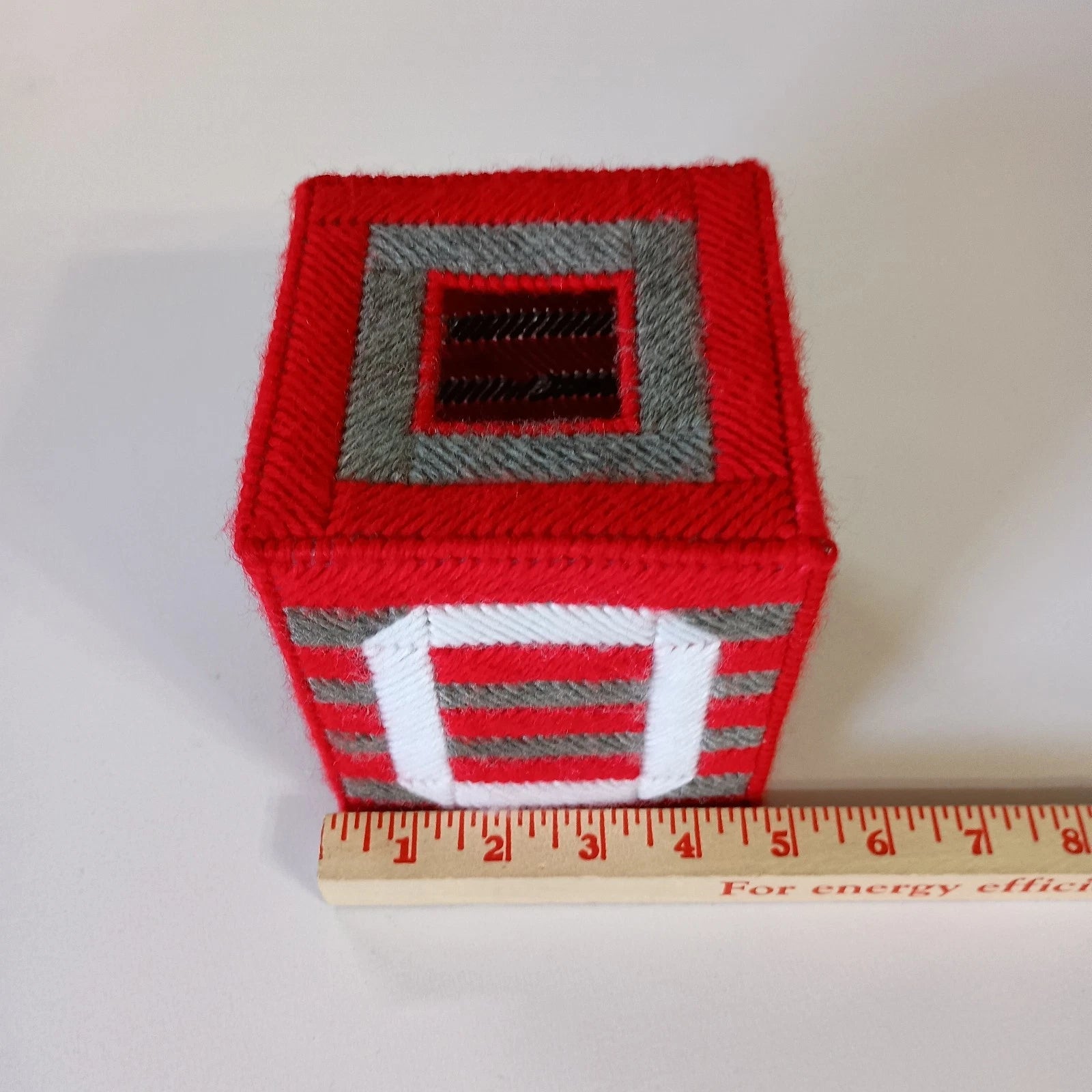 Vintage Needlepoint Kleenex Tissue Box Cover Scarlett And Gray White Block O | eBay