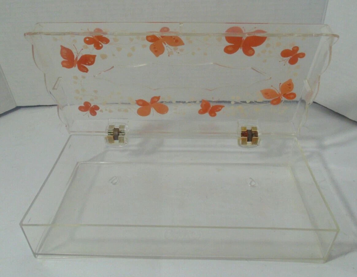 Vintage Wolff Products Tissue Box Cover Home Decor Clear with Coral Butterflies | eBay