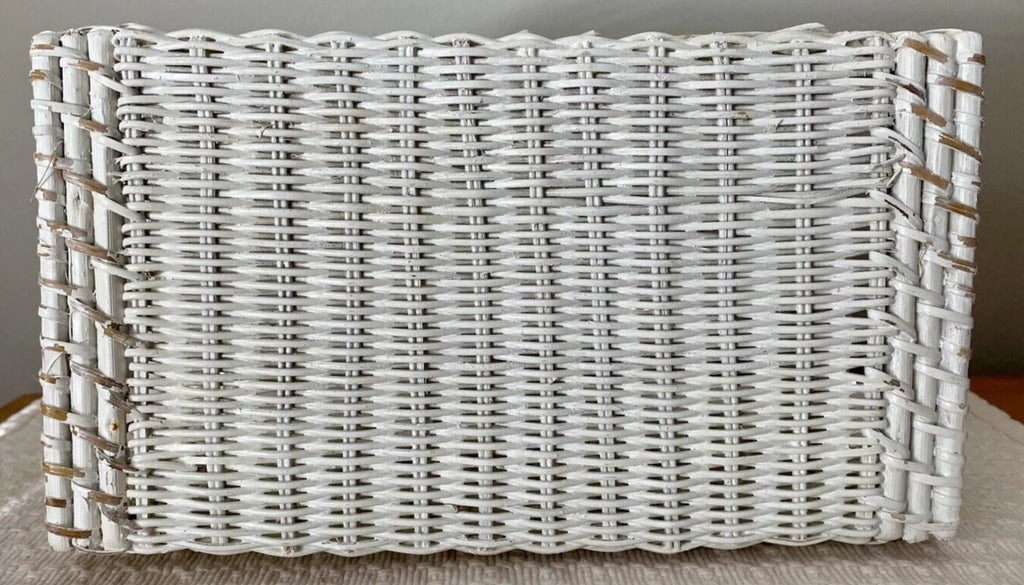 VTG MCM White Wicker Rectangular Bathroom Tissue Box Holder 10” X 5.5” X 4” | eBay
