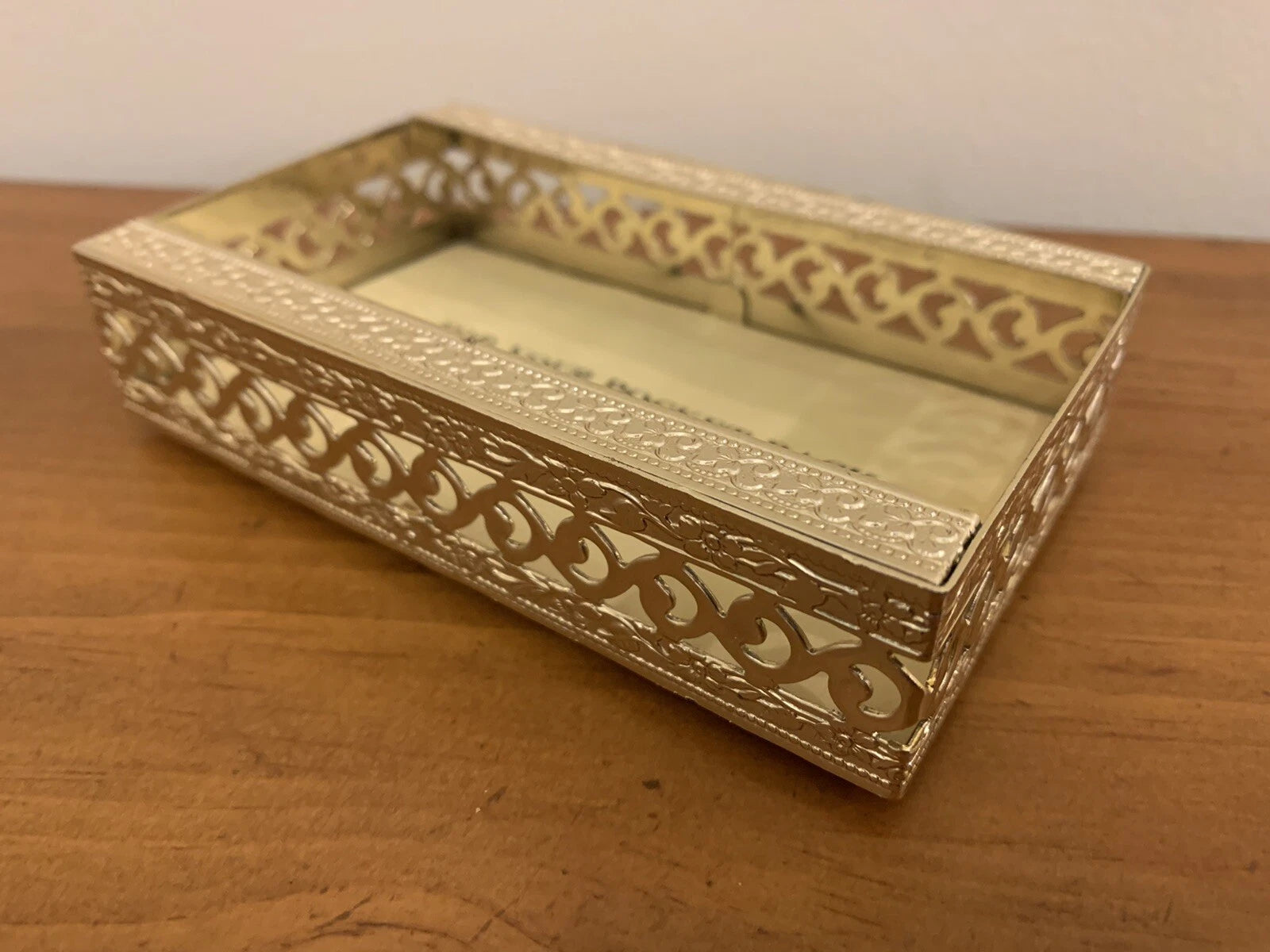 VTG Tissue Holder Box Small Gold Filigree Metal POCKET Vanity Hollywood Regency | eBay