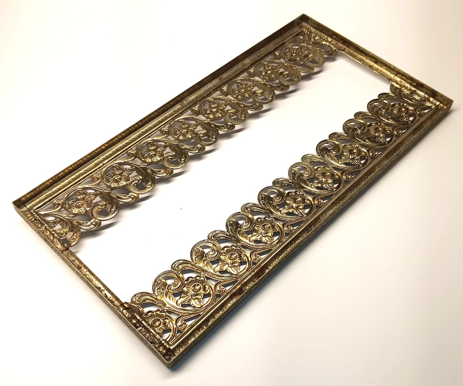 Vintage Gold Colored Metal Tissue Box Flower Rose MCM | eBay