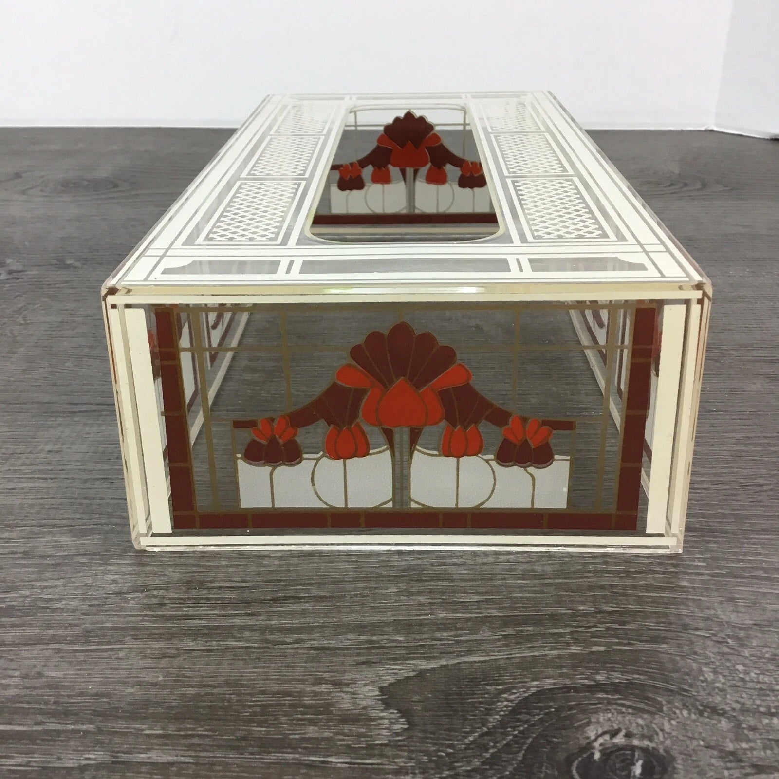 Vintage Acrylic Lucite Tissue Box Cover Holder Saloon Western Brown Rust Beige | eBay