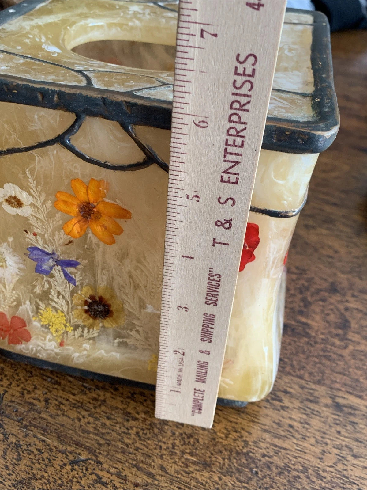 Vintage Acrylic Tissue Box Cover Fresh Fields Pressed Flowers So Pretty!! | eBay