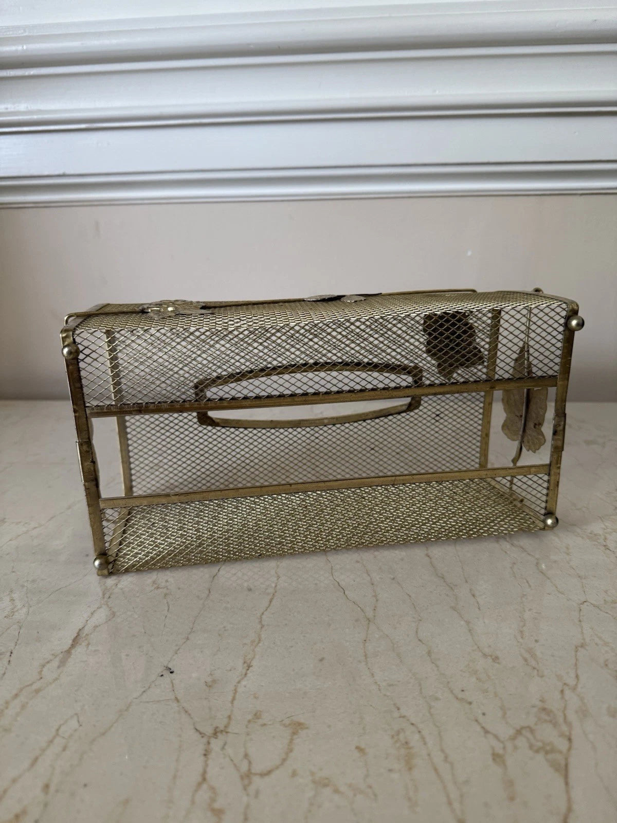 Vtg Gold Metal Mesh Tissue Box Cover Holder Floral Roses MCM Hollywood Regency | eBay