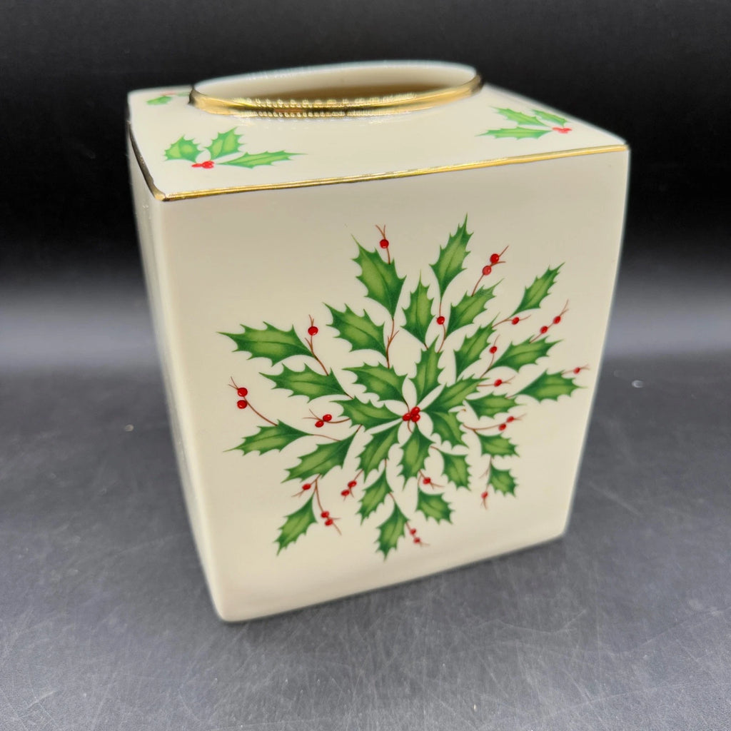 Lenox Holiday Dimensions Tissue Box Cover Christmas Collection Holly Square Rare | eBay
