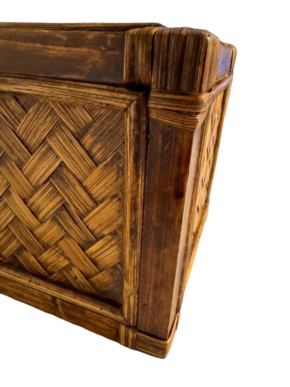 Wood Rattan Weave Tissue Box Cover Boho Coastal Beach￼ | eBay