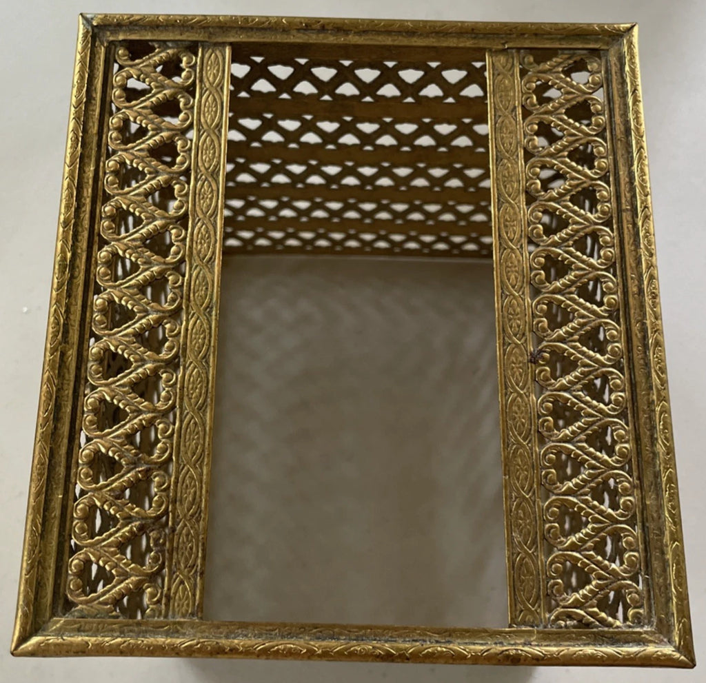Vintage MCM Hollywood Regency Gold Tone Filigree Metal Tissue Box Cover Holder | eBay