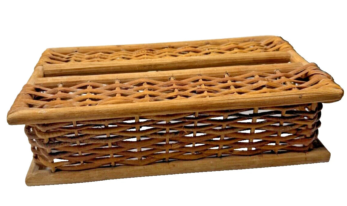 Vintage Wicker Tissue Box Cover Woven Rectangular Made In Philippines | eBay