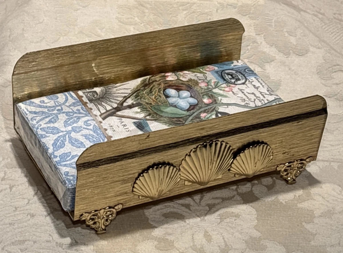Vintage Footed Gold Tone Metal Seashells Napkin Guest Towel Tissue Holder | eBay