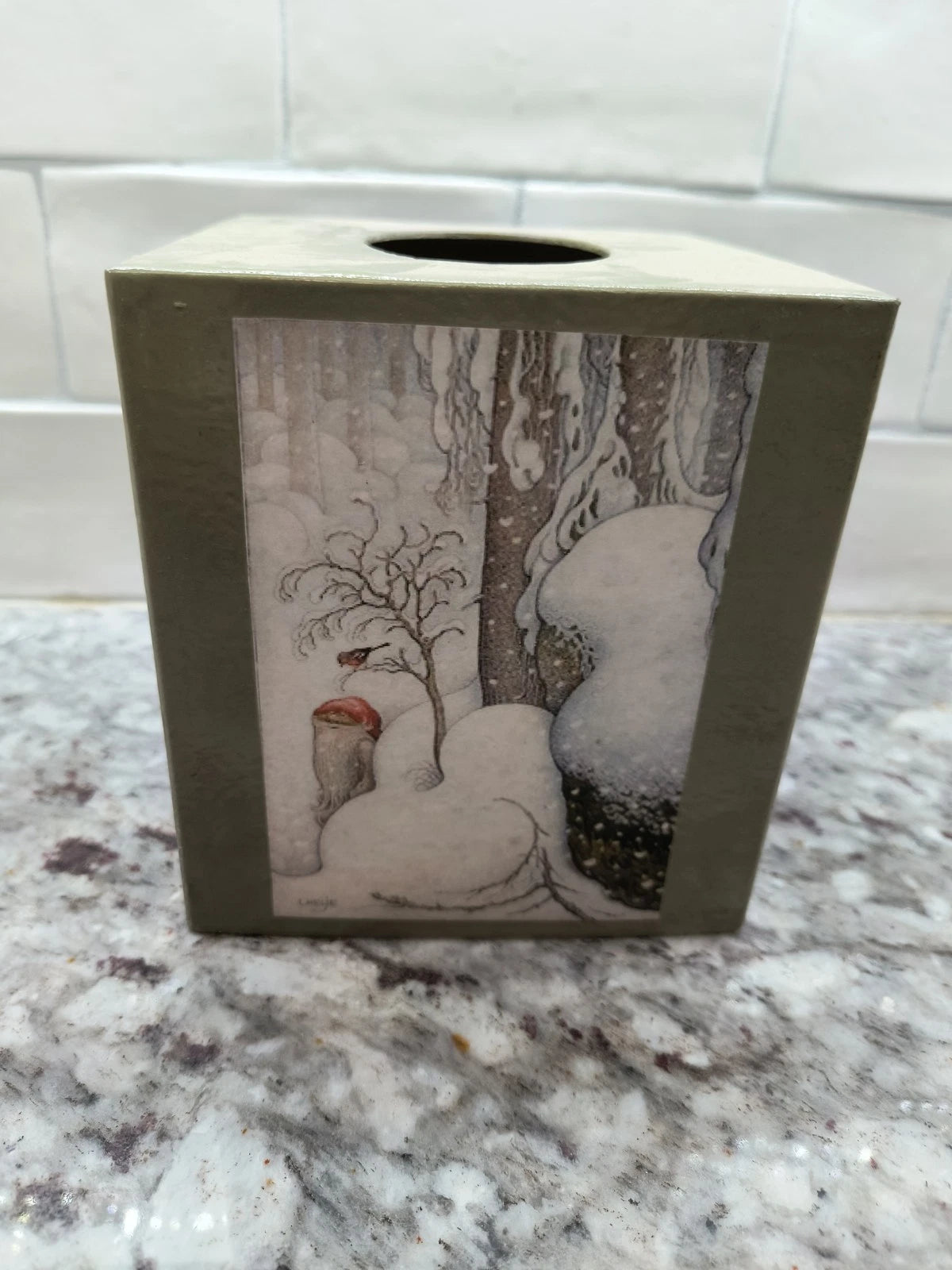 Gnome 4 Seasons Square Tissue Box Cover, Maria Holt Design, Great Condition | eBay