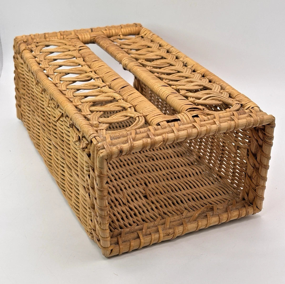 Vintage Rattan Wicker Tissue Box Cover Holder 70s Boho Bathroom 10" X 5" | eBay