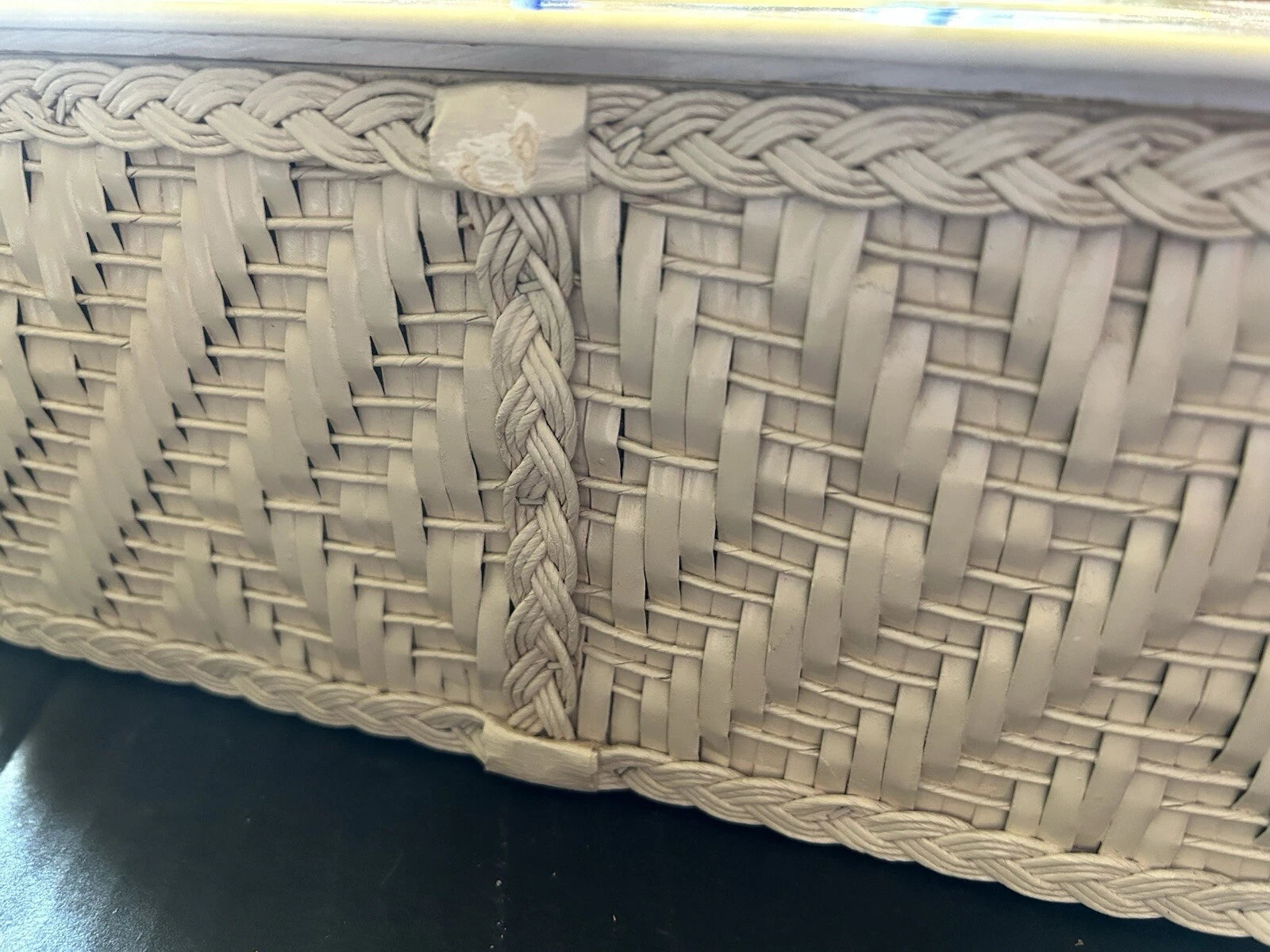 Vintage Wicker Tissue Box Cover Faux Pearl Removable Lid 4.5 Inches Deep | eBay