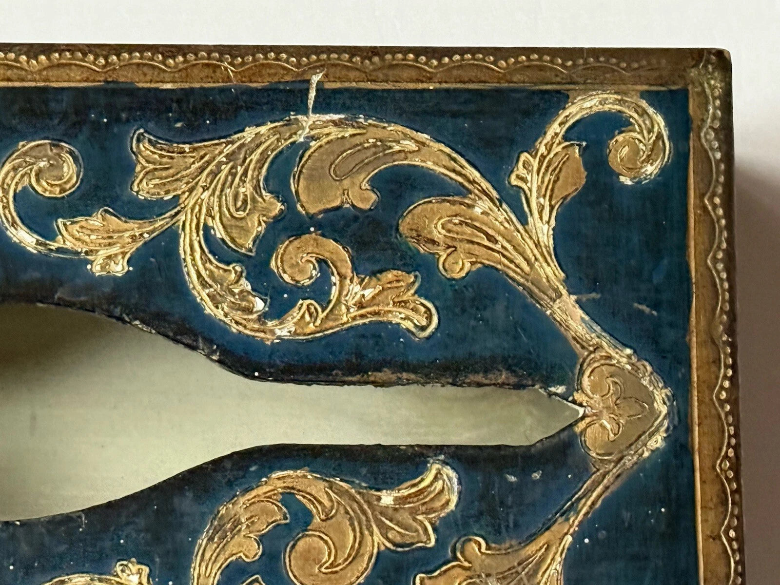 RARE Vintage Gold *BLUE Hollywood TISSUE HOLDER Cover Antique ITALY Florentine | eBay