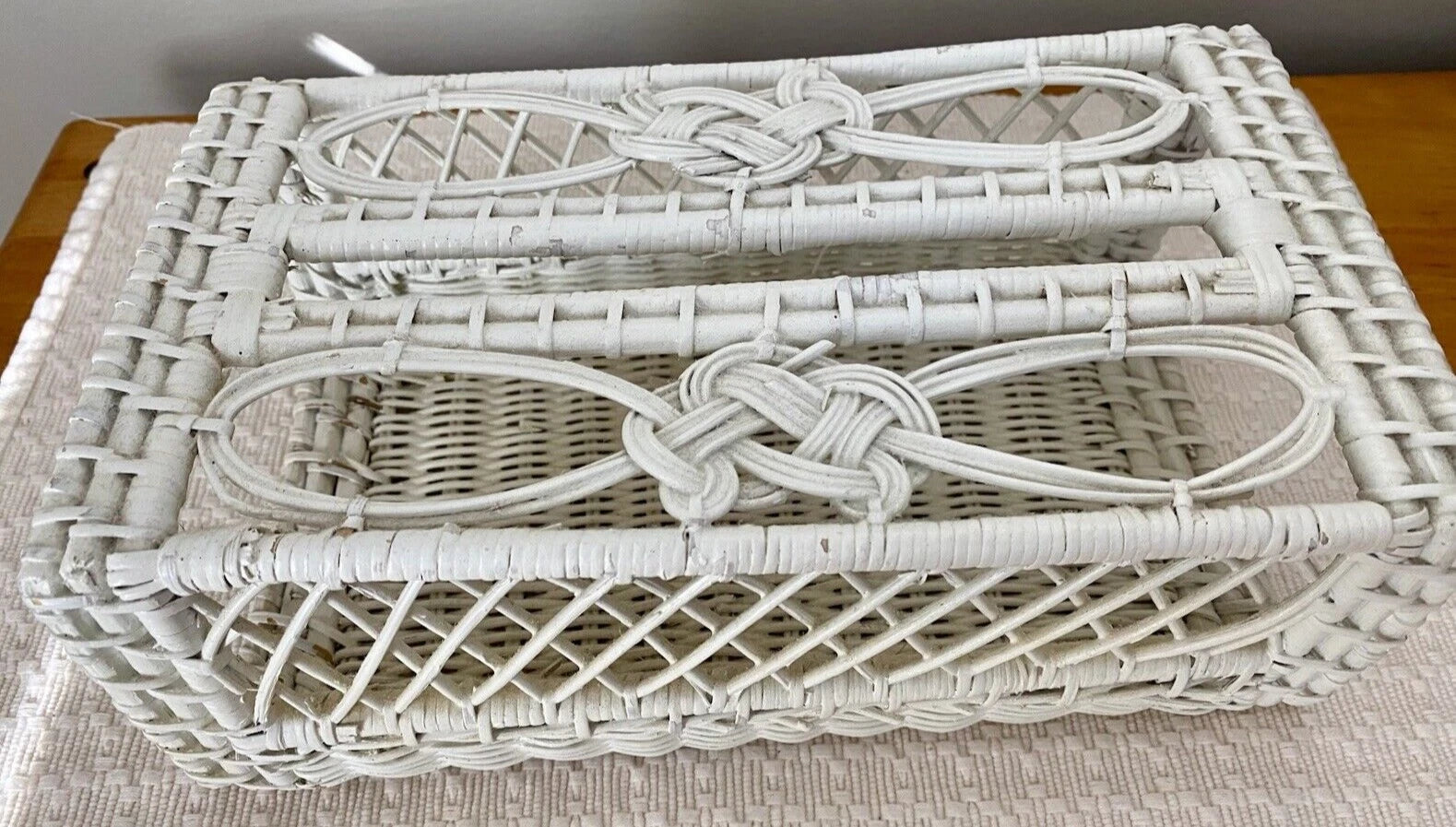 VTG MCM White Wicker Rectangular Bathroom Tissue Box Holder 10” X 5.5” X 4” | eBay