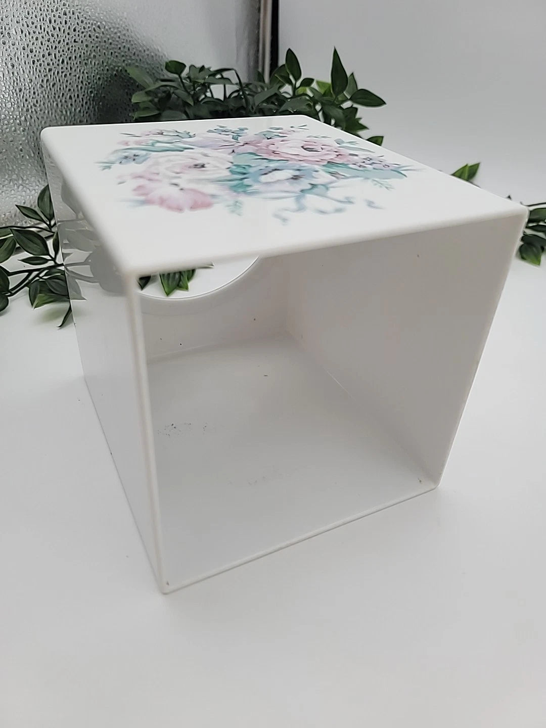 Vtg White Acrylic Tissue Box Cover Romantic Floral Bouquet | eBay