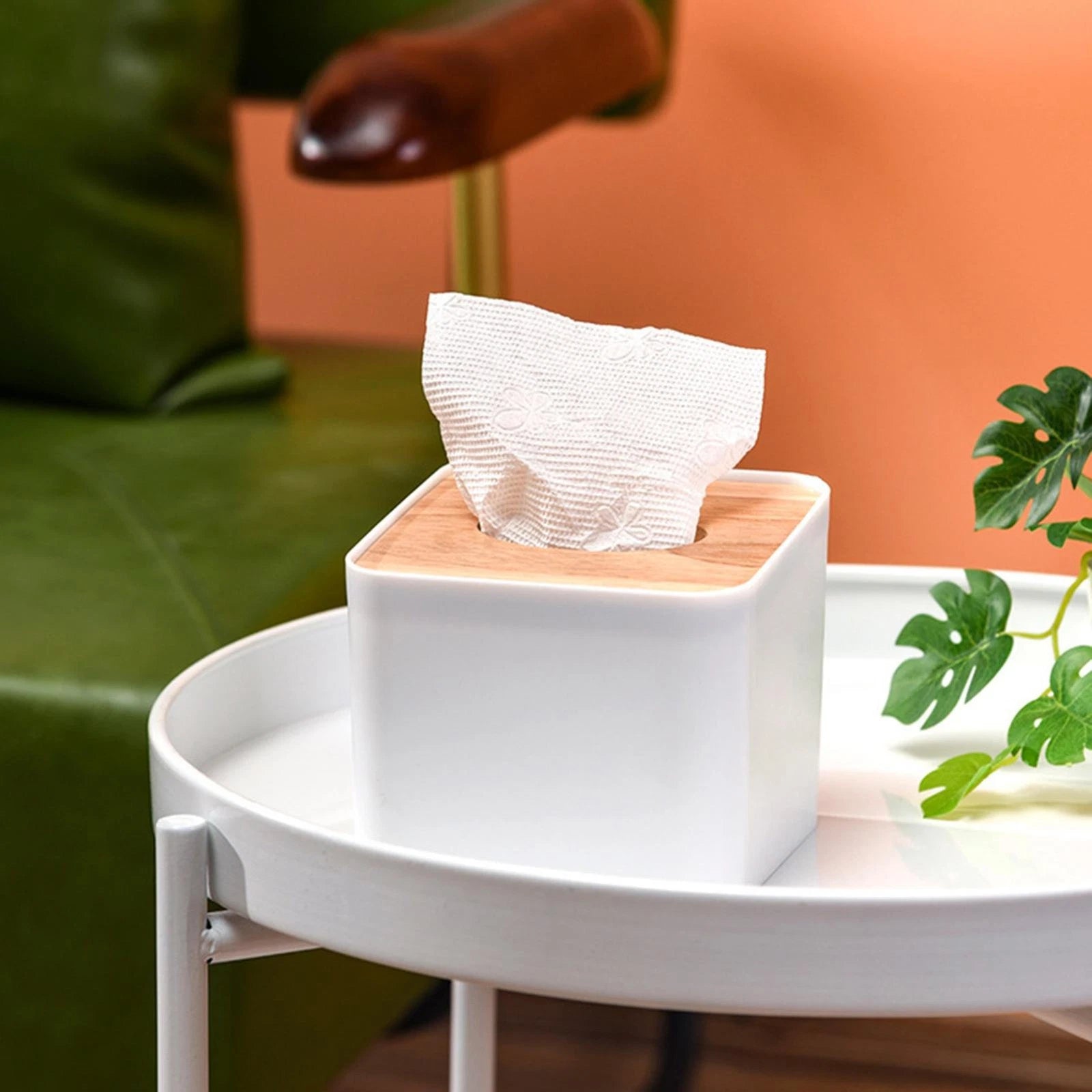 2pcs White Square Tissue Box Storage Case Smooth Wood Cover Facial Tissue | eBay