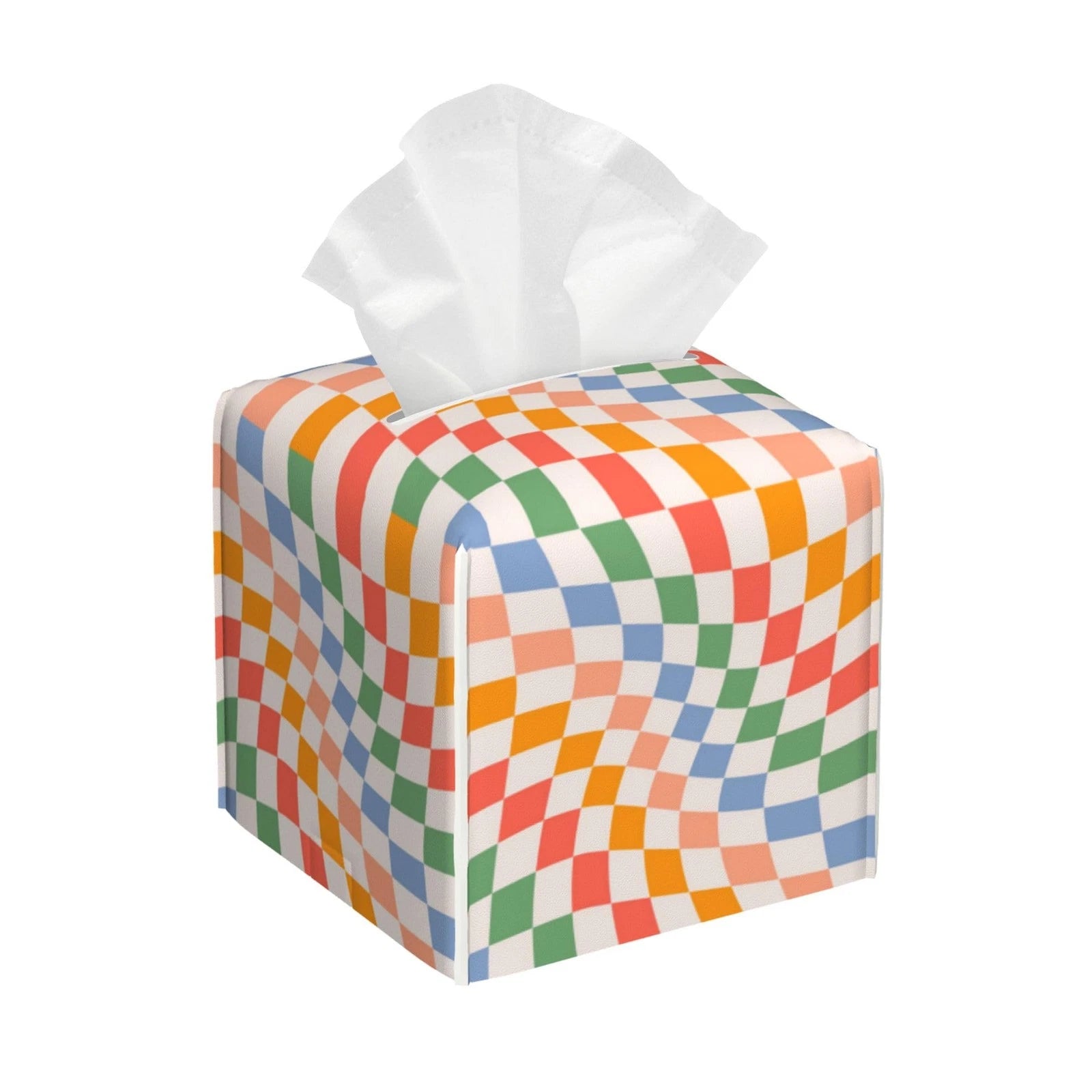 Best Box Holder Wavy Checkerboard Tissue Cover Square Leather Organizer Portable | eBay
