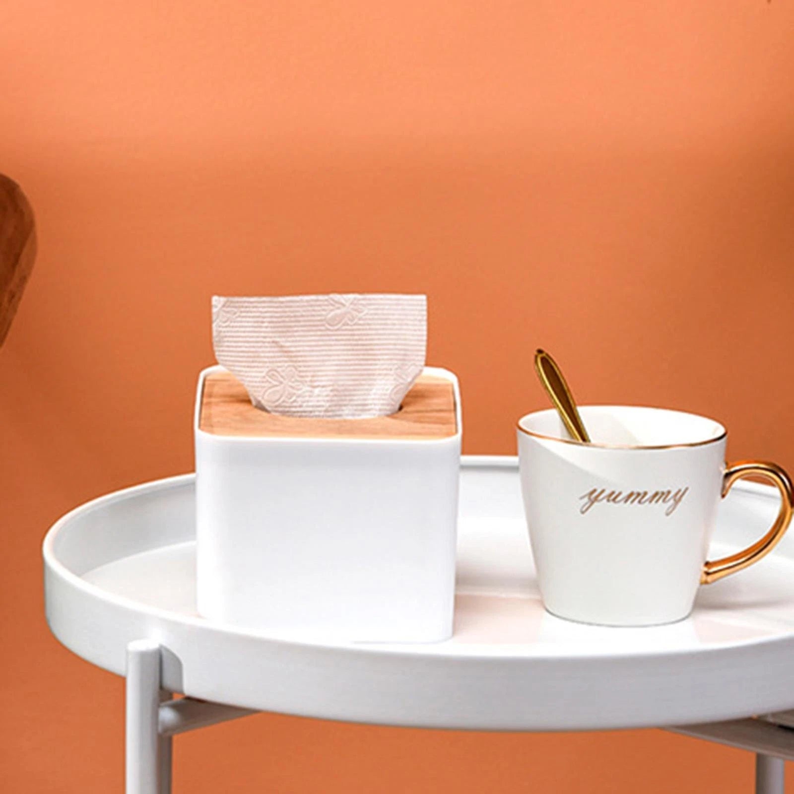 2pcs White Square Tissue Box Storage Case Smooth Wood Cover Facial Tissue | eBay