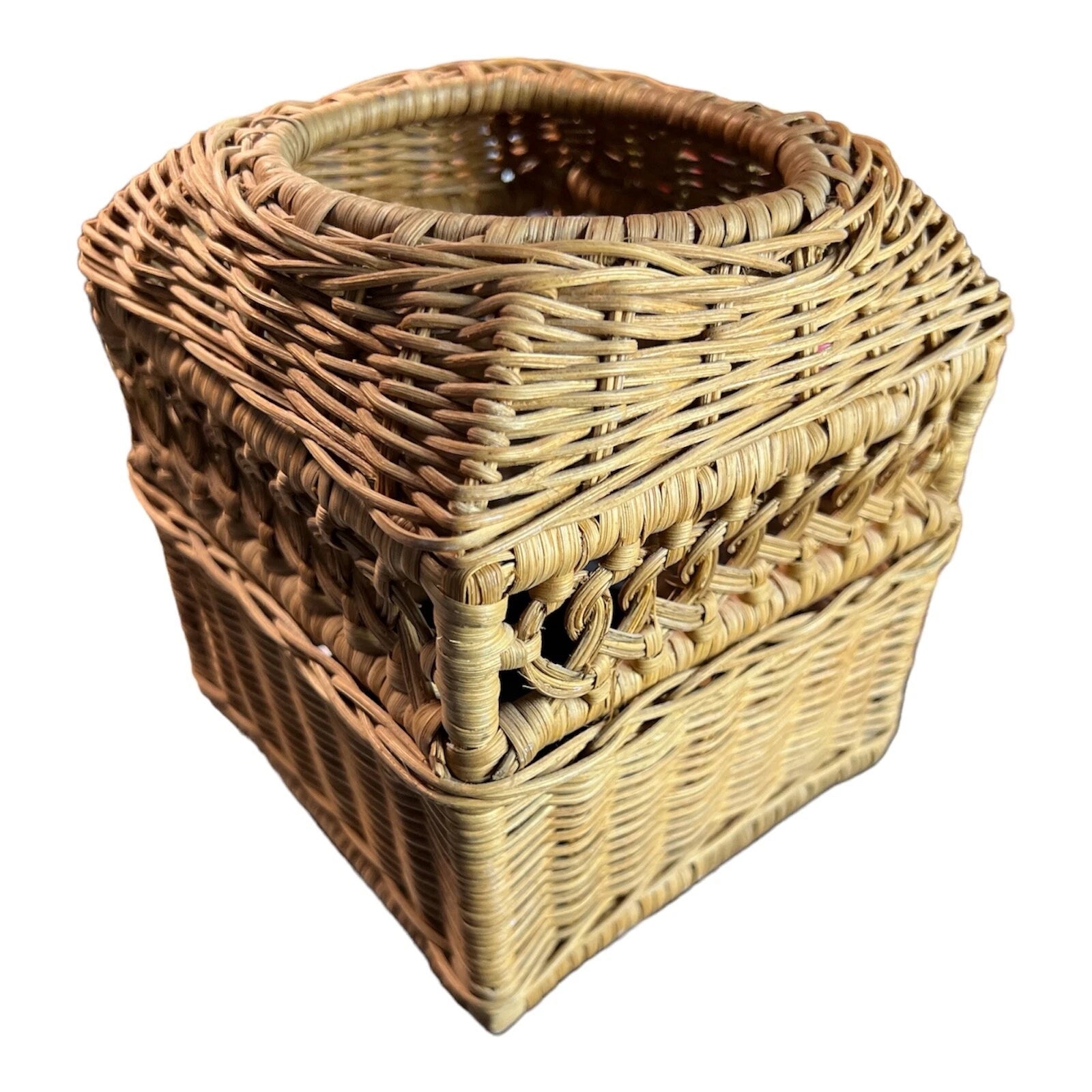 Boho Wicker Ratan Woven Square with Rounded Top Tissue Box Cover | eBay