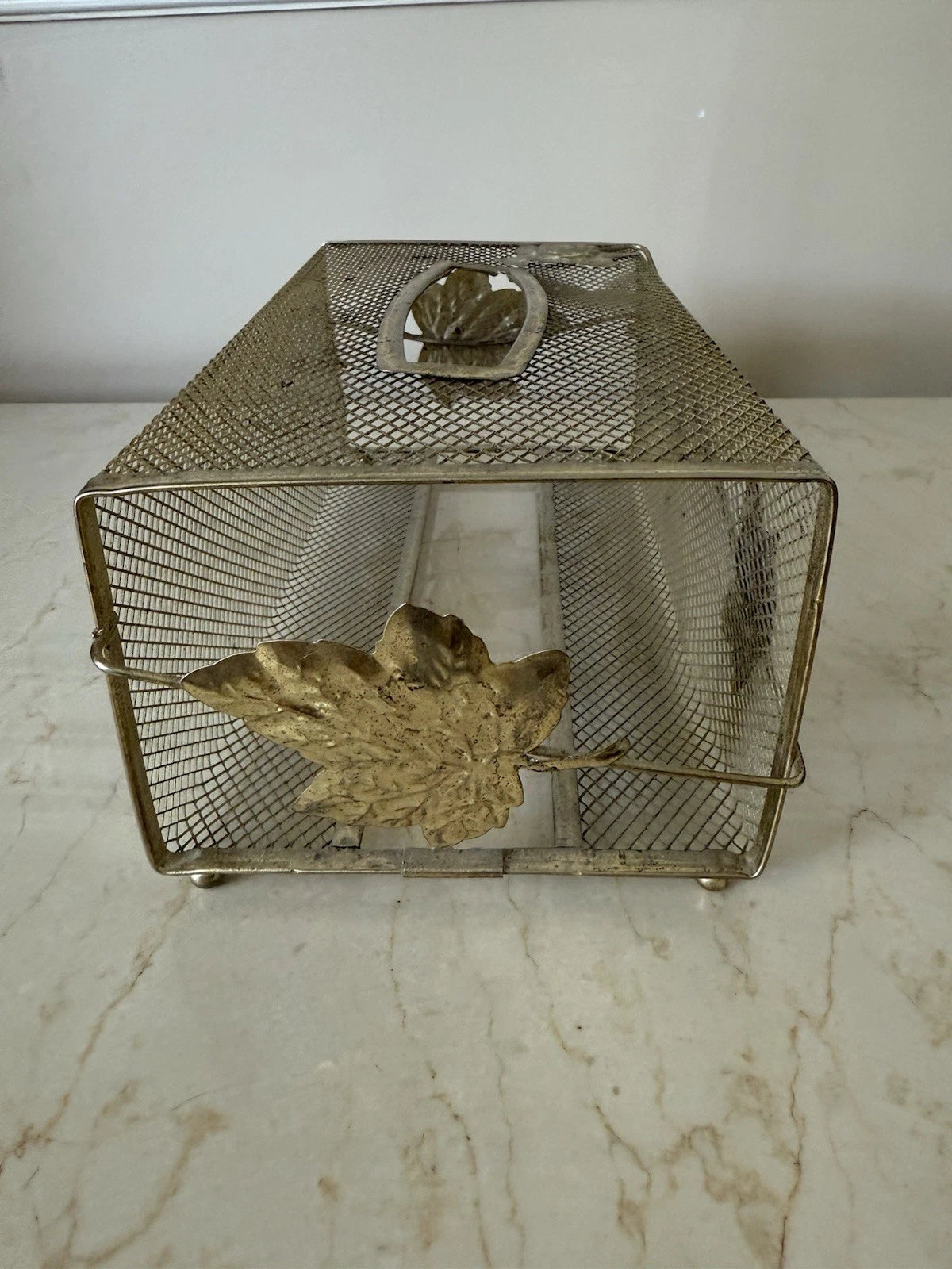 Vtg Gold Metal Mesh Tissue Box Cover Holder Floral Roses MCM Hollywood Regency | eBay