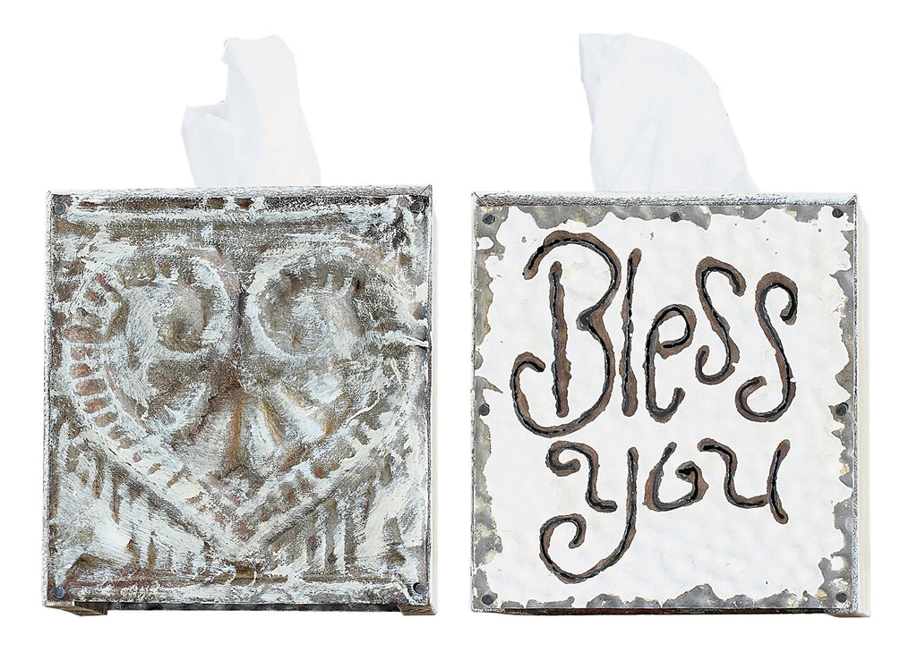 Wood & Metal Bless You Tissue Box Cover | eBay