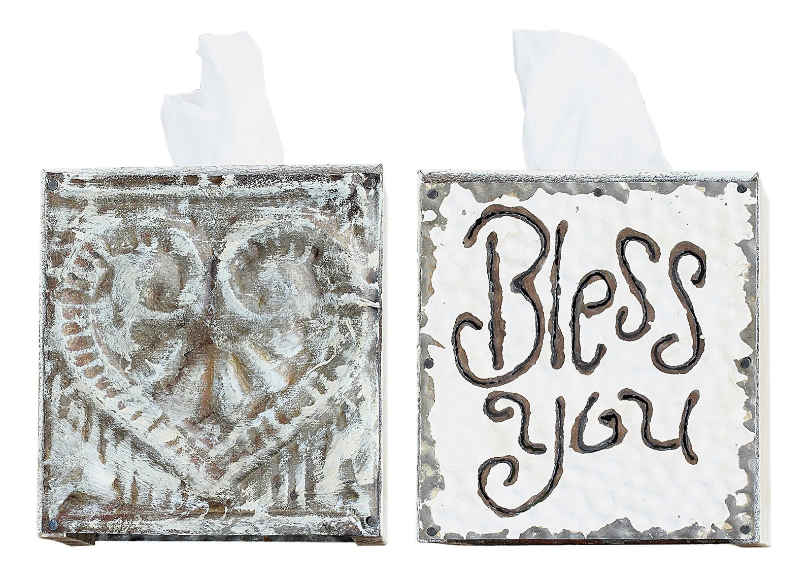 Wood & Metal Bless You Tissue Box Cover | eBay
