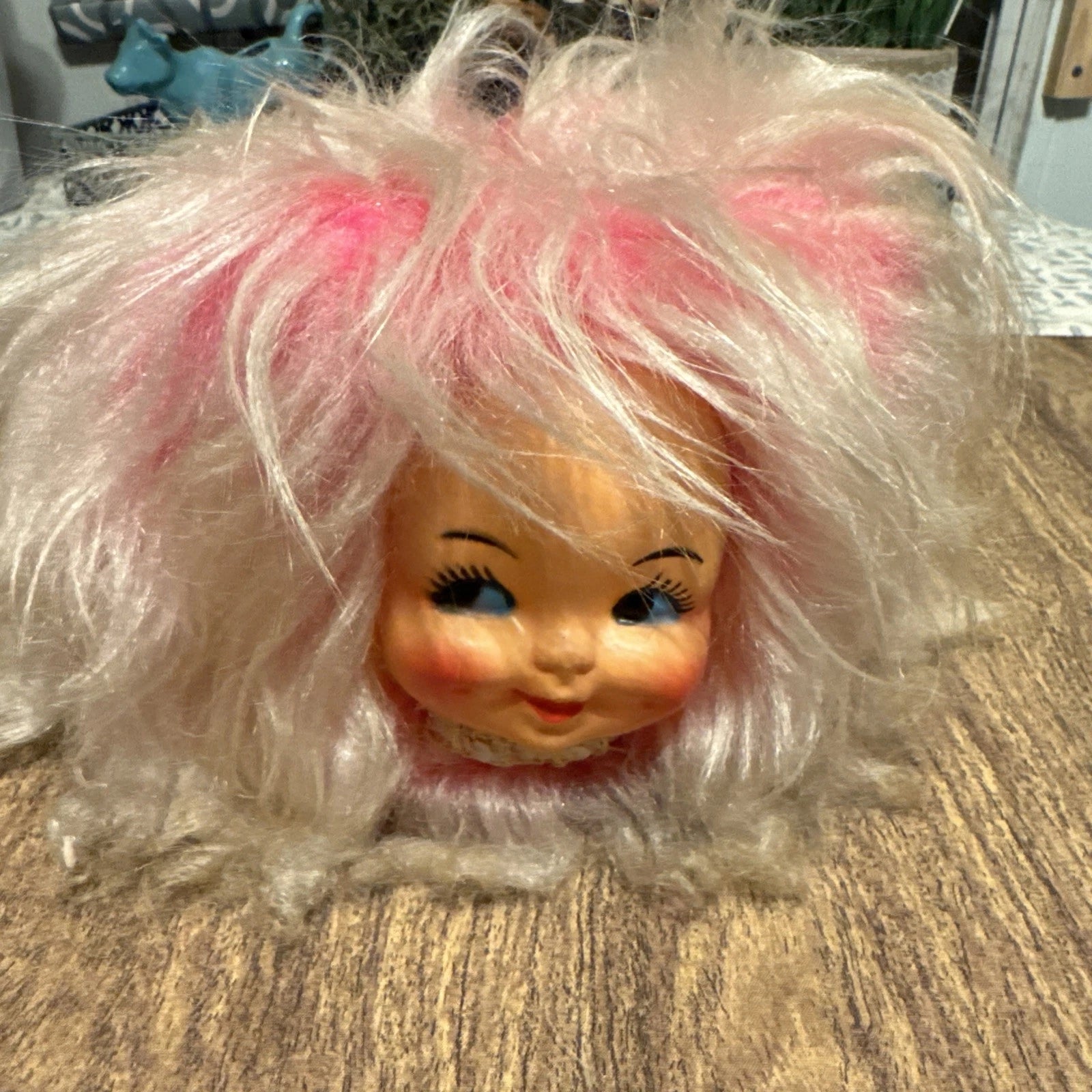 Vintage Pink Hair Baby Doll Face Tissue Box Cover Dispenser | eBay