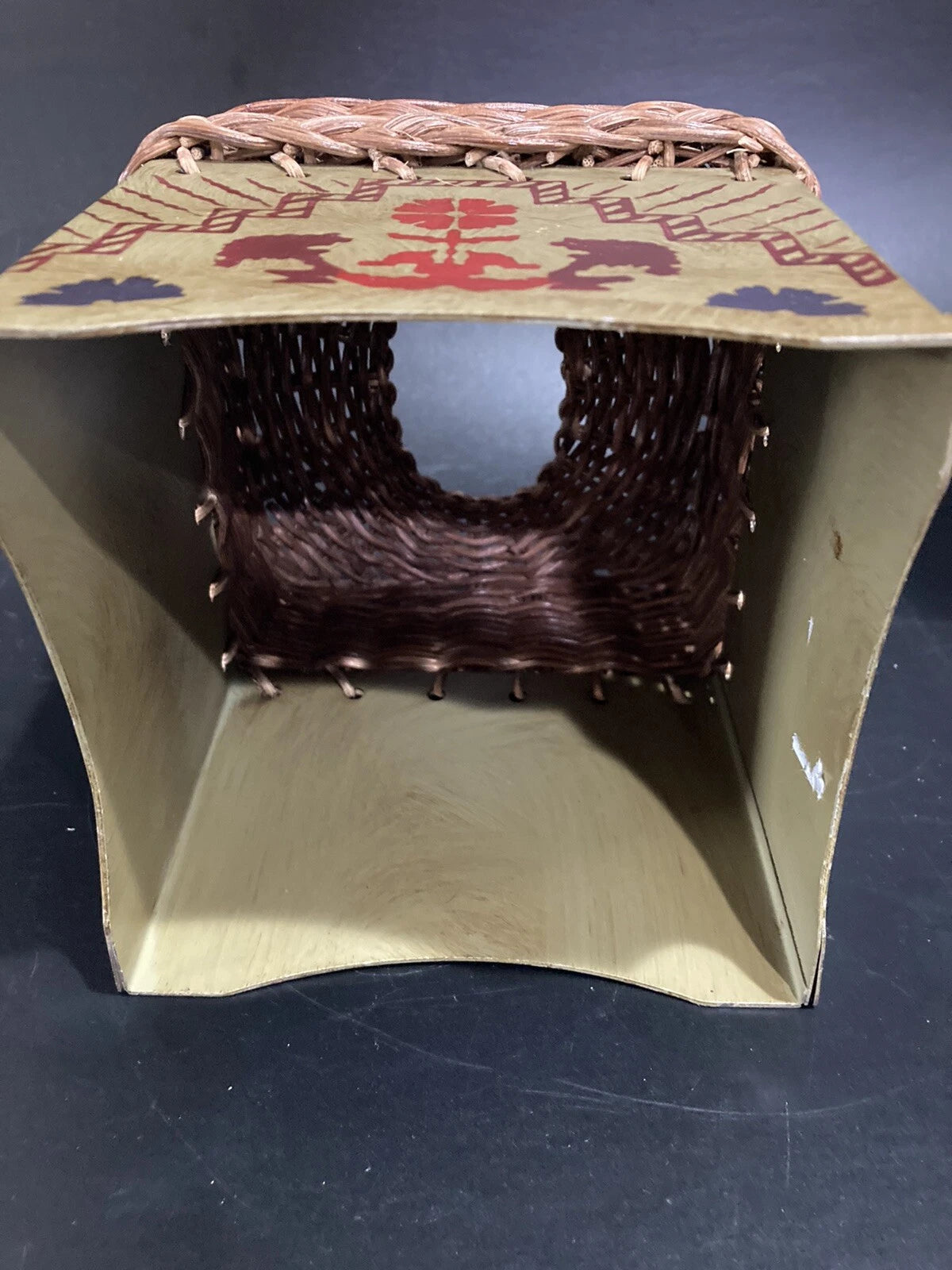 Wicker & Tin Tissue Box Cover Floral Design Green | eBay