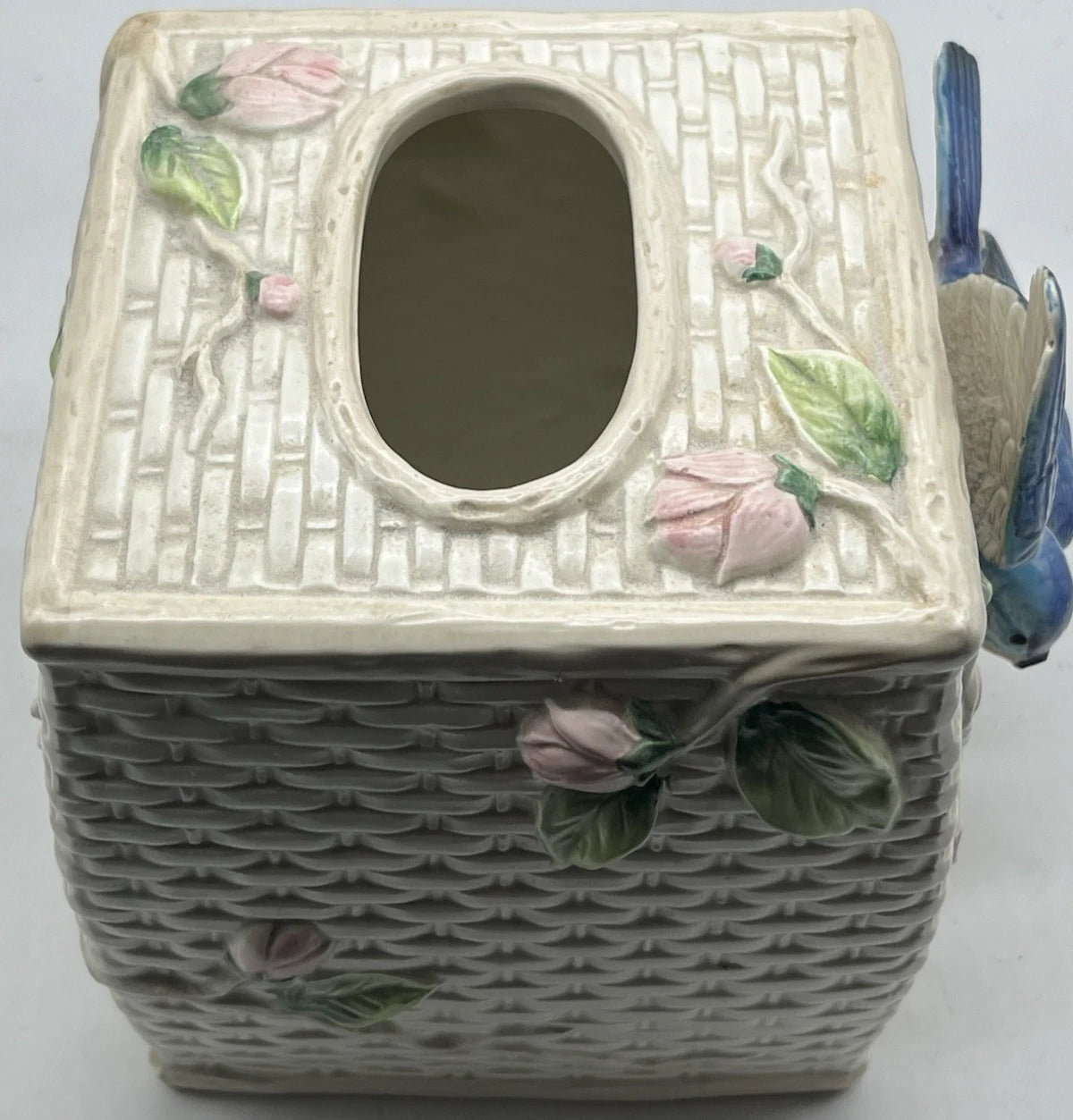 Vtg 1990 Fitz & Floyd Ceramic 3D Blue Bird Pink Dogwood Tissue Box Cover HTF | eBay