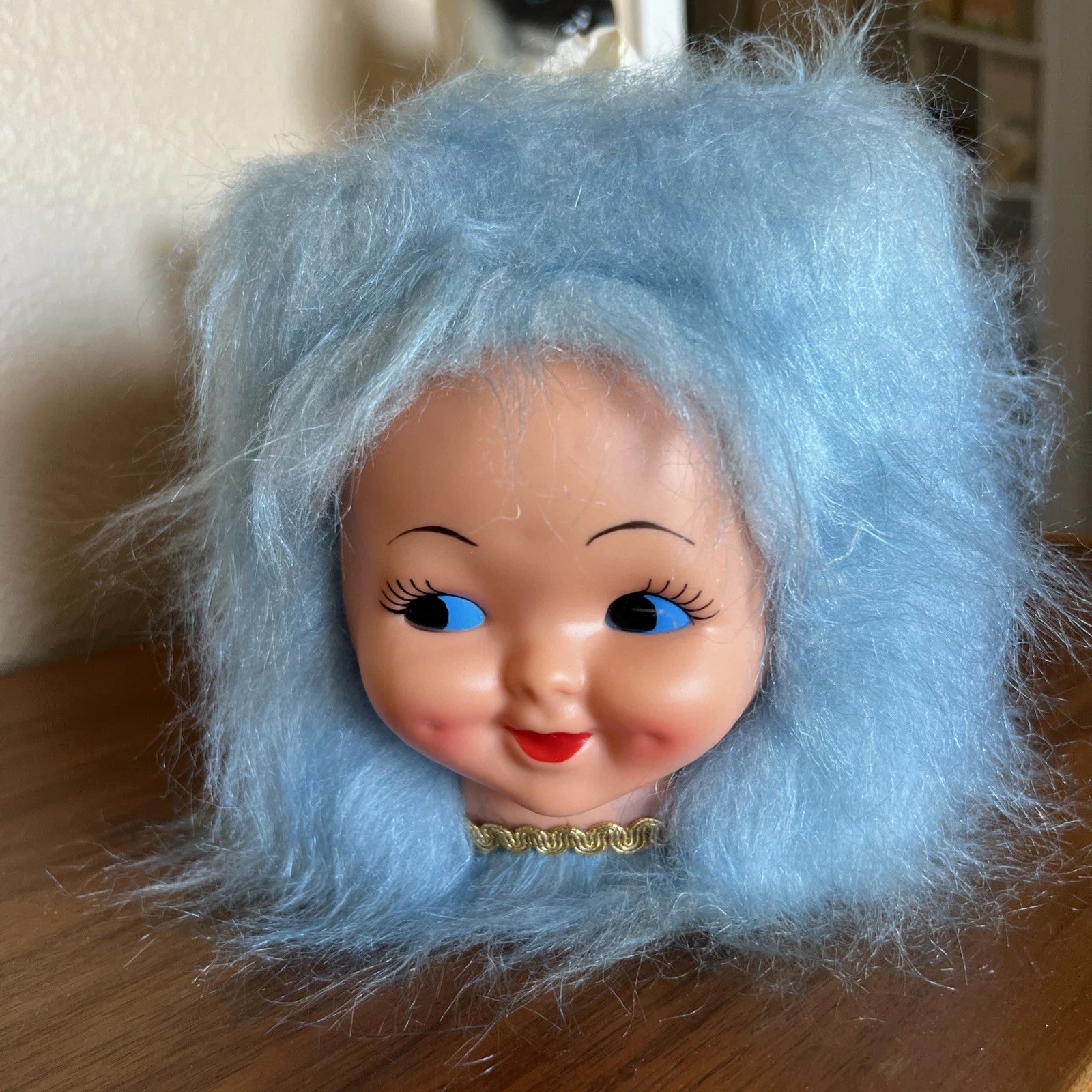 Vintage 1970s Dimple Doll Tissue Box Cover Sky Blue White Hair Grandma Boho | eBay