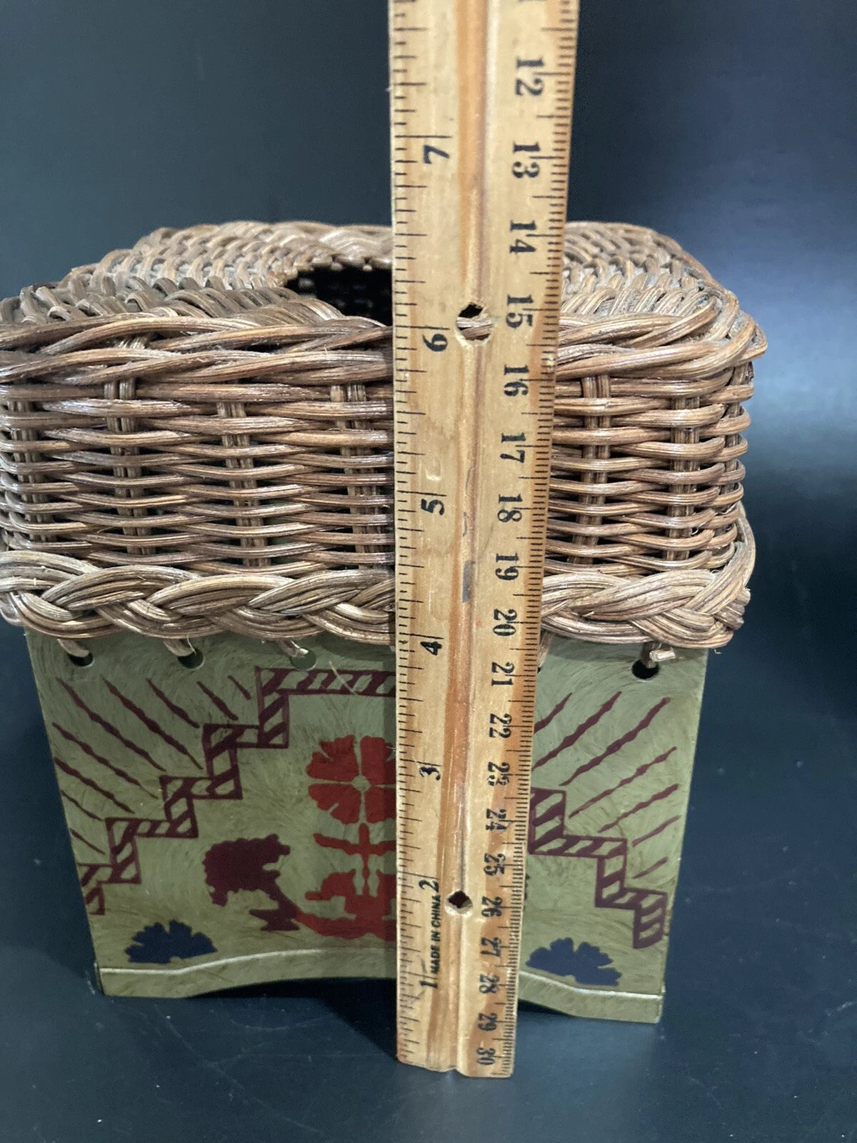 Wicker & Tin Tissue Box Cover Floral Design Green | eBay