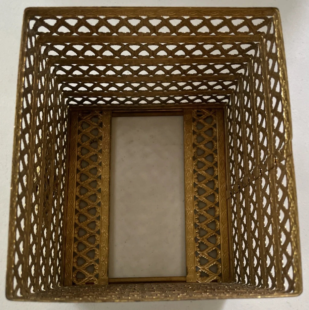 Vintage MCM Hollywood Regency Gold Tone Filigree Metal Tissue Box Cover Holder | eBay