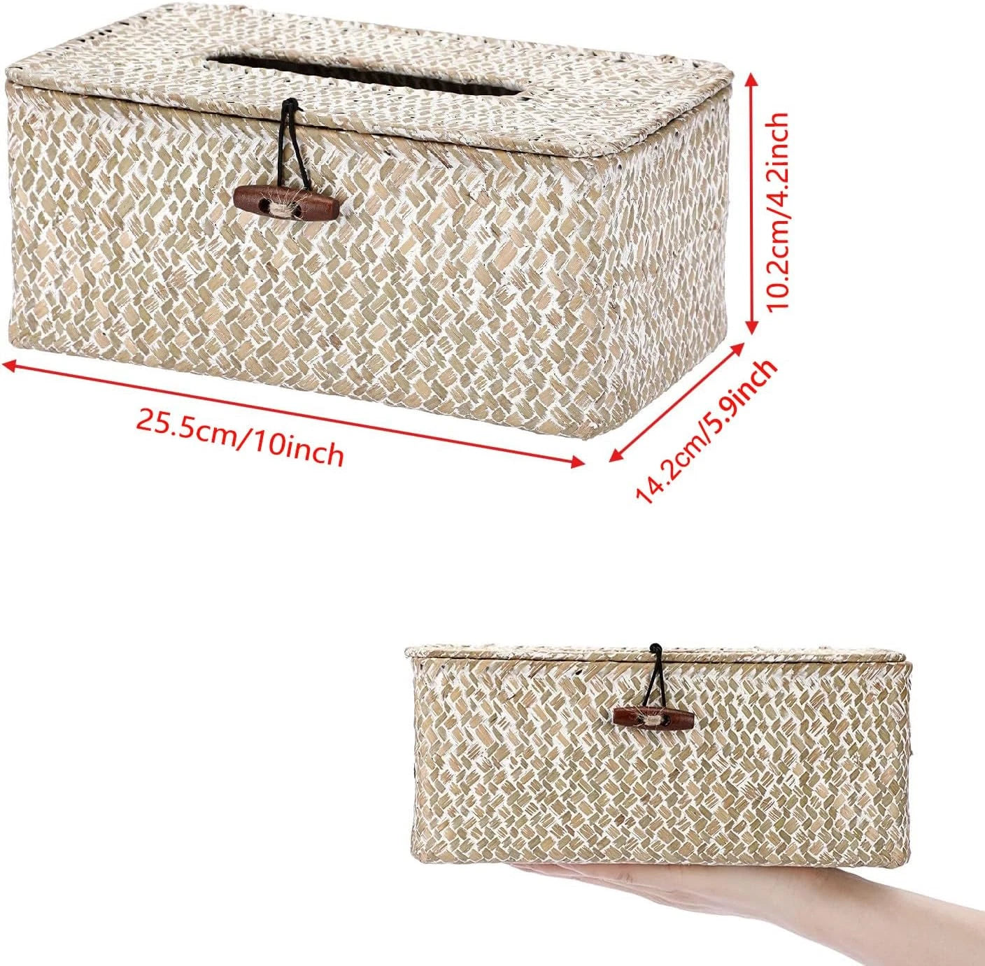 Tissue Box Cover Rectangle Seagrass Tissue Box,Woven Tissue Box Holder with Lid, | eBay