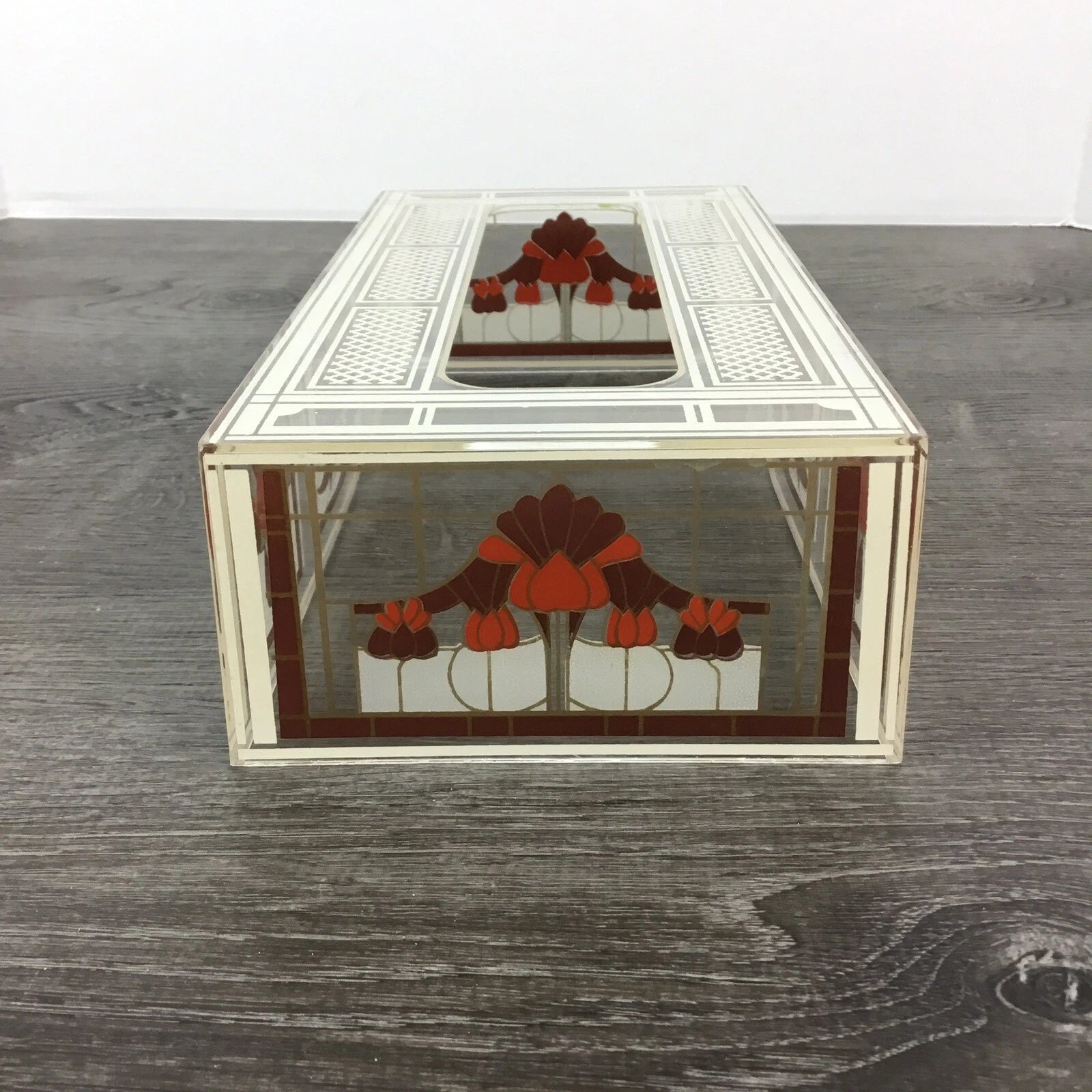 Vintage Acrylic Lucite Tissue Box Cover Holder Saloon Western Brown Rust Beige | eBay