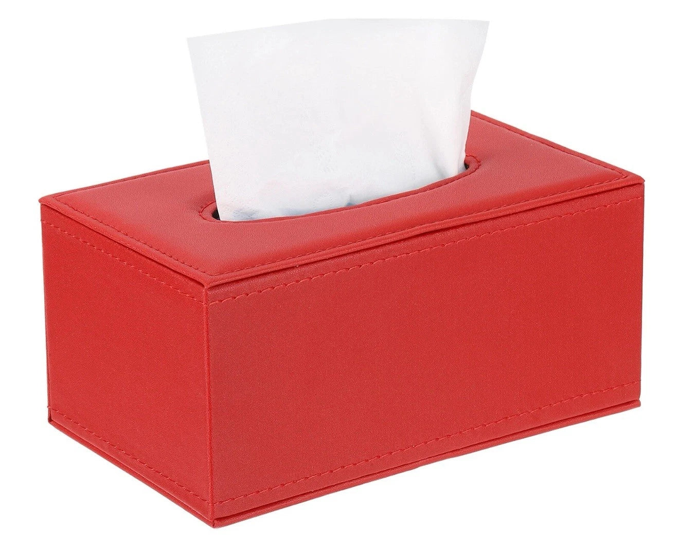 Tissue Box Cover with Magnetic Bottom (Red, 7.9"x4.7"x3.7" ) Pleather | eBay
