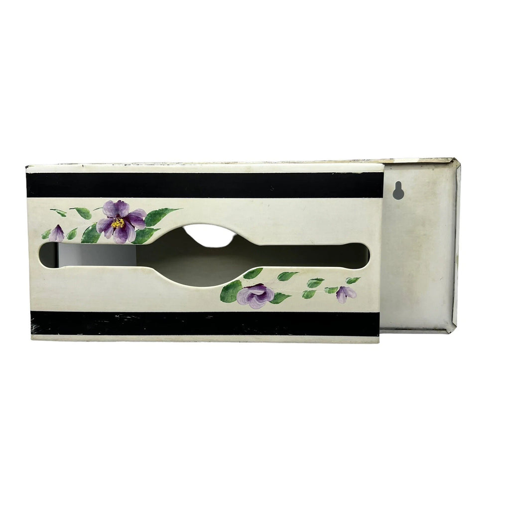 Vintage Metal Long Tissue Box Beige Floral Hand Painted Wall Mount Counter MCM | eBay
