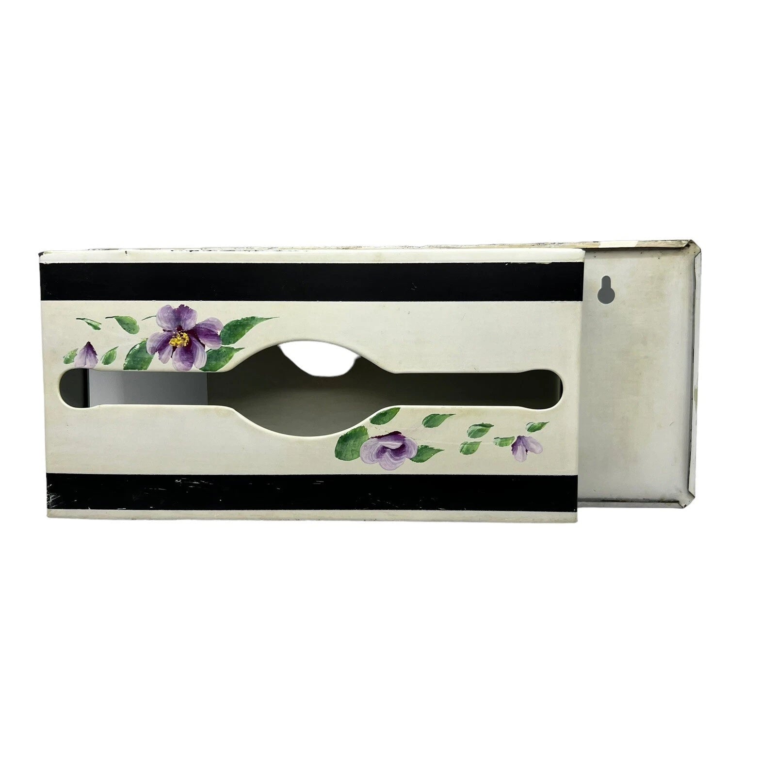 Vintage Metal Long Tissue Box Beige Floral Hand Painted Wall Mount Counter MCM | eBay