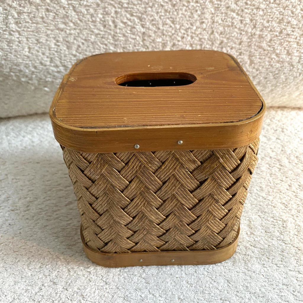Vintage Woven Rattan Wood Tissue Box Cover Square - Boho / Bohemian / Coastal | eBay