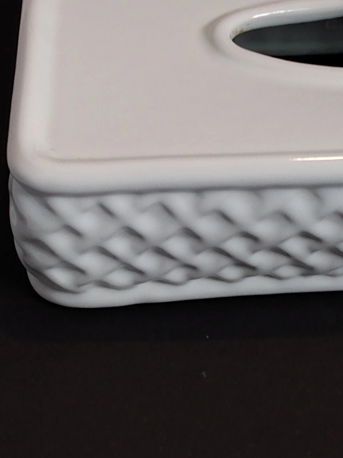 Vintage Ceramic Tissue Box Cover Waffled Lattice Sides Off White | eBay