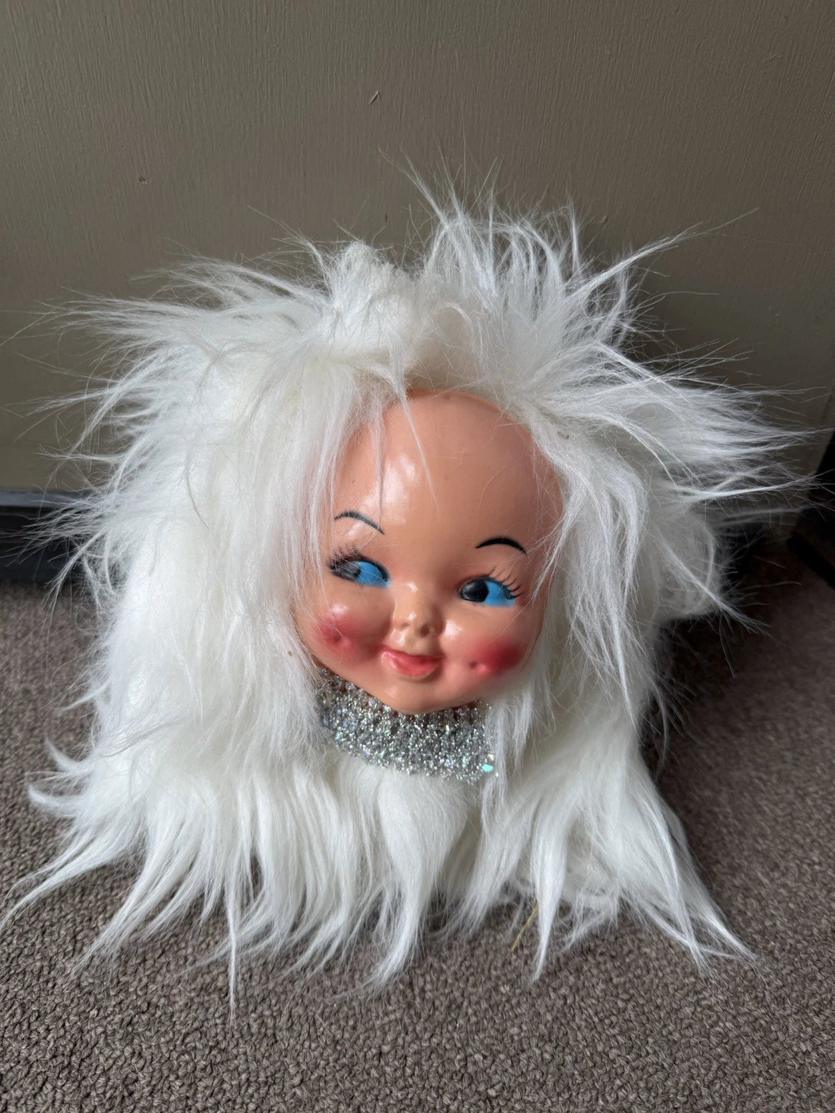 Vintage 1960s 70s Baby Doll Face Head Fur Hair Tissue Box Cover Dispenser Kitsch | eBay
