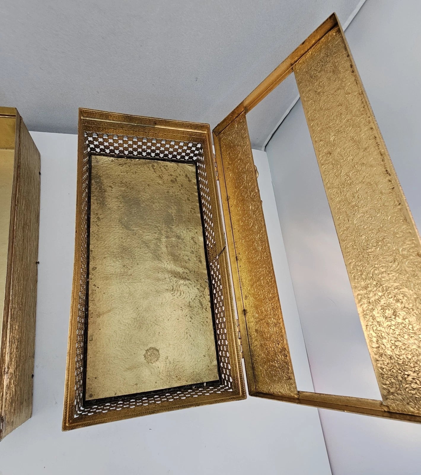 Set of 2 - Vintage Goldtone Metal Decorative Tissue Box Holders MCM | eBay