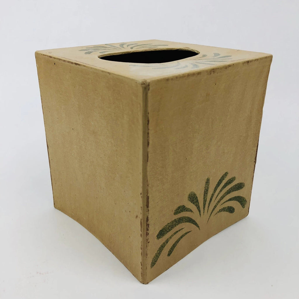 VTG Hand Painted Tissue Cover Box Square Two Thirds Country Farmhouse Cottage | eBay