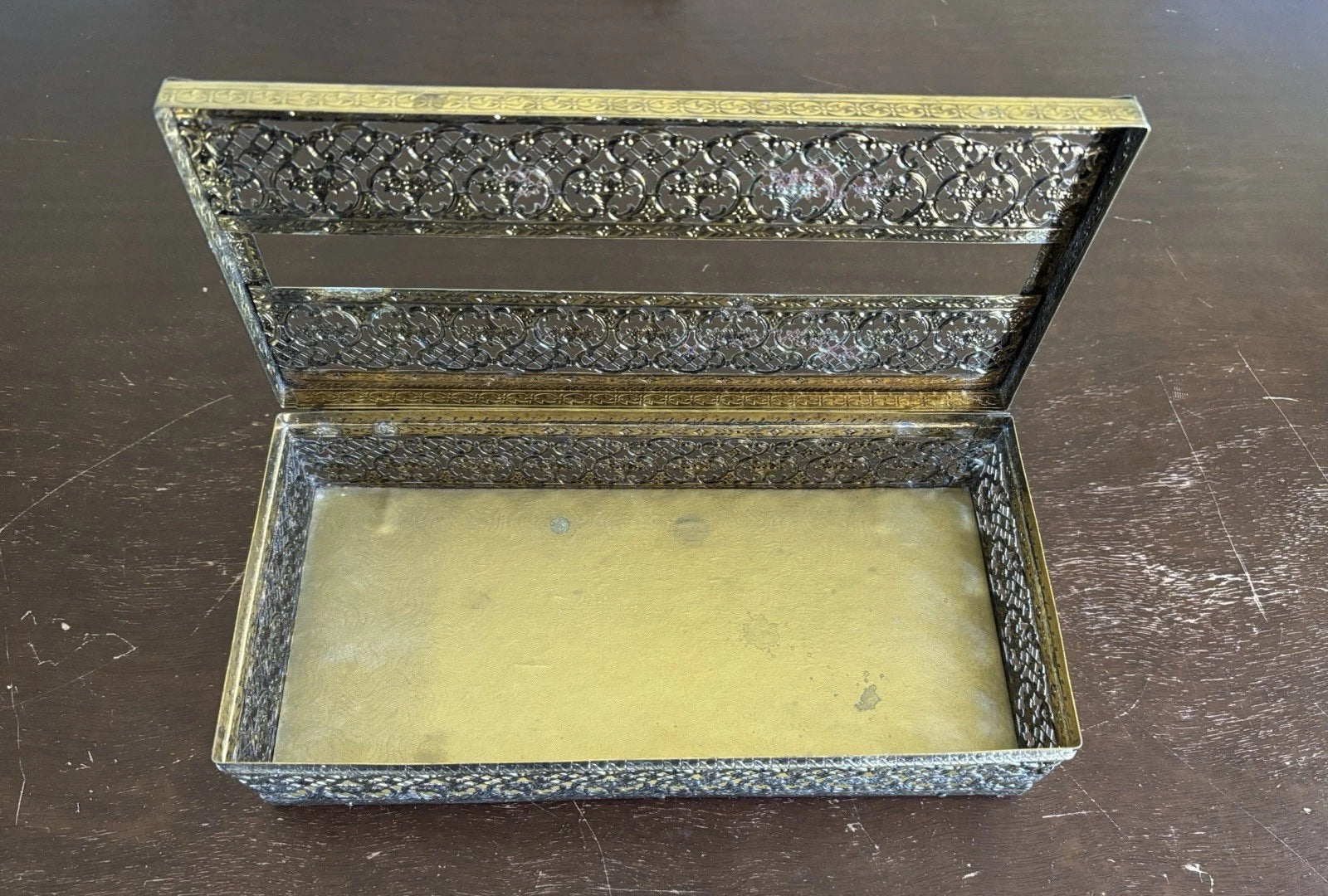 Vintage Gold Tone Metal Filigree Tissue Box Cover Hinged Lid * PLEASE READ * | eBay