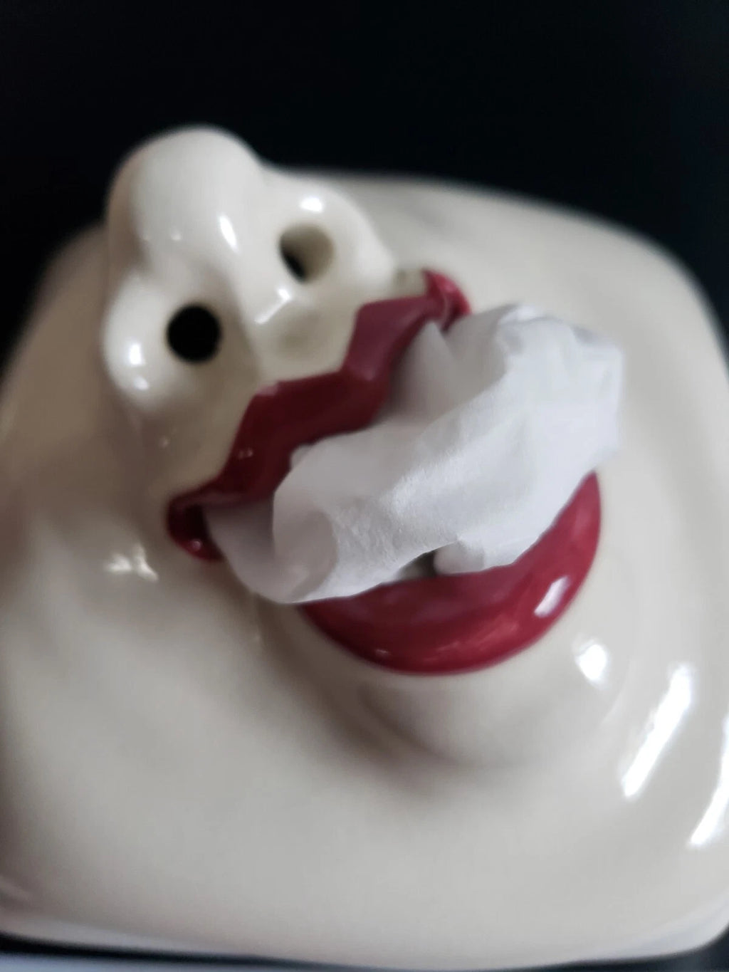 Vintage Ceramic Signed WANDA Smiling Face Tissue Box Cover 3D Face Sneeze 1980's | eBay