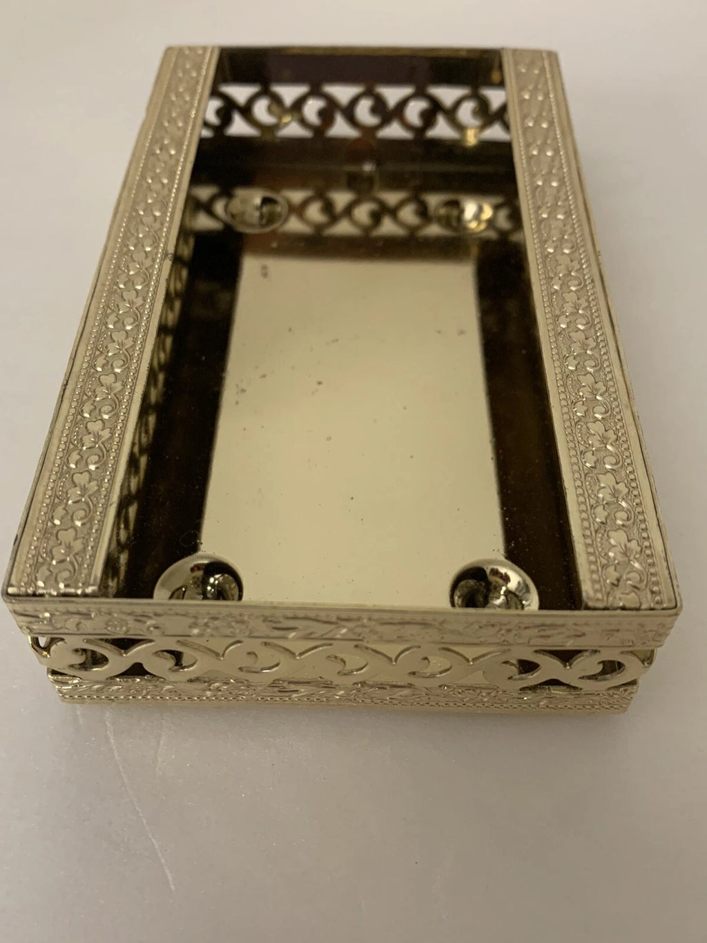 VTG Tissue Holder Box Small Gold Filigree Metal POCKET Vanity Hollywood Regency | eBay